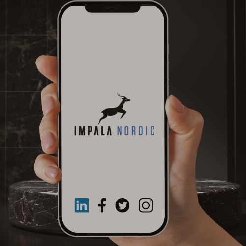 En smartphone med Impala Nordic logga
